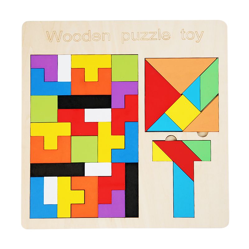The wooden puzzle three-in-one Tetris is highly entertaining with rich colors. It helps cultivate logical thinking ability, promotes parent-child interaction, and exercises hand-eye coordination. It is an early education and enlightenment toy that accompanies you to success Item Picture