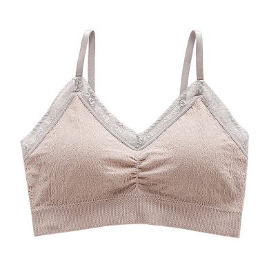 2021 Spring/Summer Latex Back Strap Bra No Underwire Adjustable Cotton Soft Underwear Lace Edge Breast Cushion Wrap Item Picture