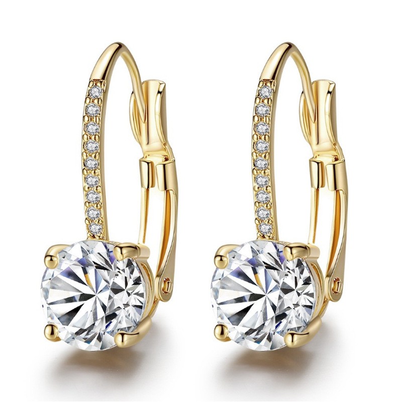 European and American fashionable and light luxury lady copper inlaid crystal zircon rhinestone earrings detail image 1