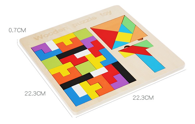 The wooden puzzle three-in-one Tetris is highly entertaining with rich colors. It helps cultivate logical thinking ability, promotes parent-child interaction, and exercises hand-eye coordination. It is an early education and enlightenment toy that accompanies you to success detail image 8