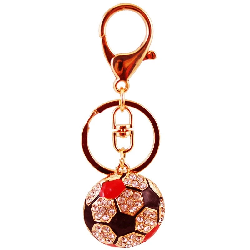 Fashionable and light luxury football-inlaid water diamond oil drip car keychain women's bag accessories detail image 1