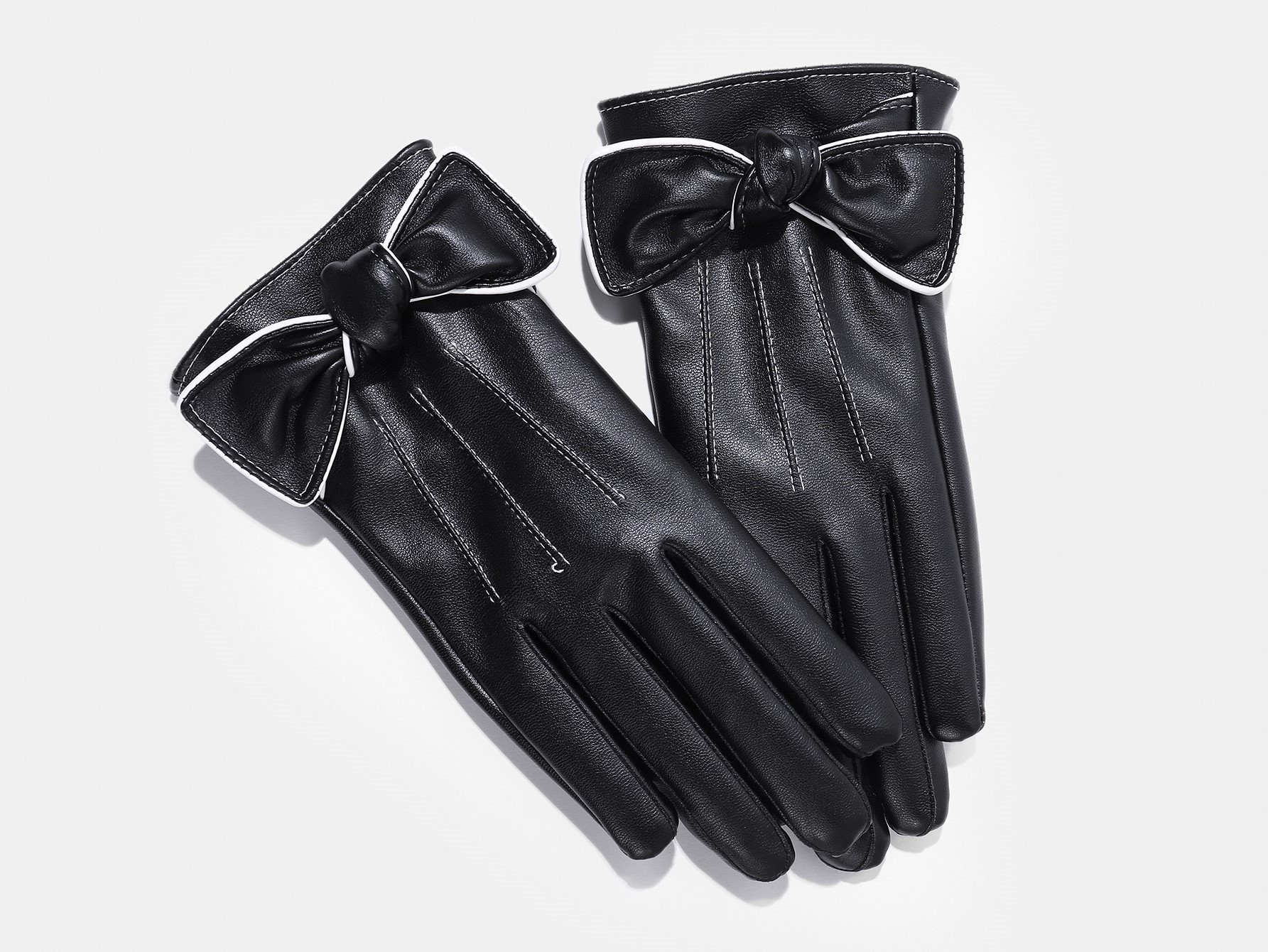 ins风韩版仿皮PU手套女秋薄款冬天加绒保暖厚假羊皮冬季骑车开车电动车触屏防寒详情图3