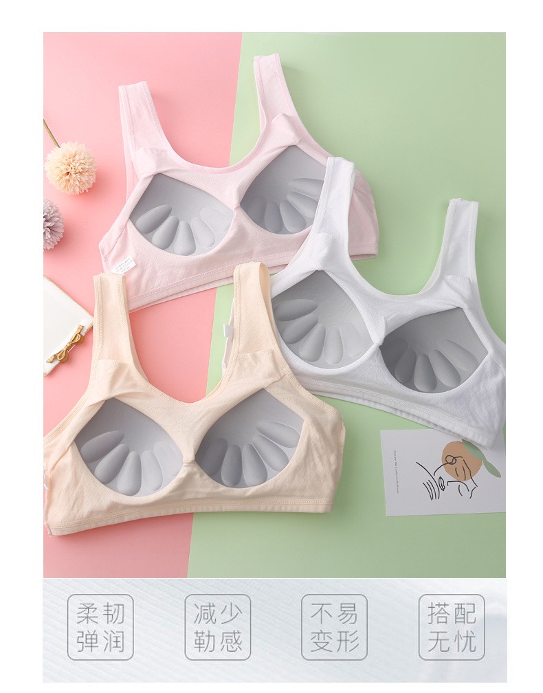 Girls' Development Bra With Breast Pad One-Piece Cup Middle And High School Cotton Breast Wrap Plus Size Top Bra undefined