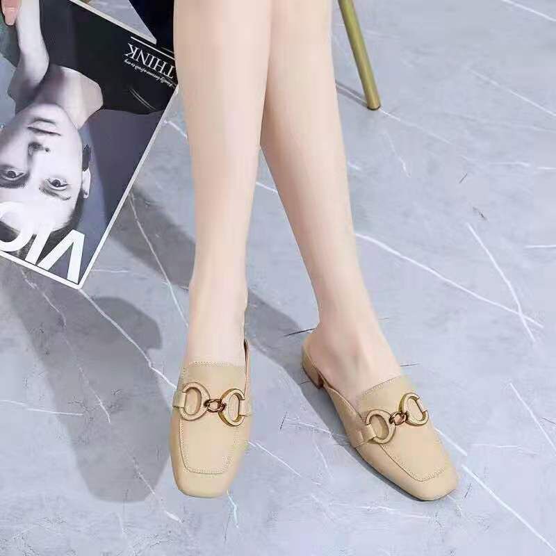 网红气质低跟单鞋女5厘米仙女风时尚真皮舒适欧美奶奶鞋高跟鞋16