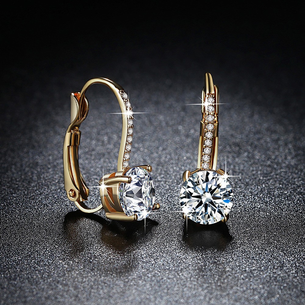 European and American fashionable and light luxury lady copper inlaid crystal zircon rhinestone earrings detail image 2