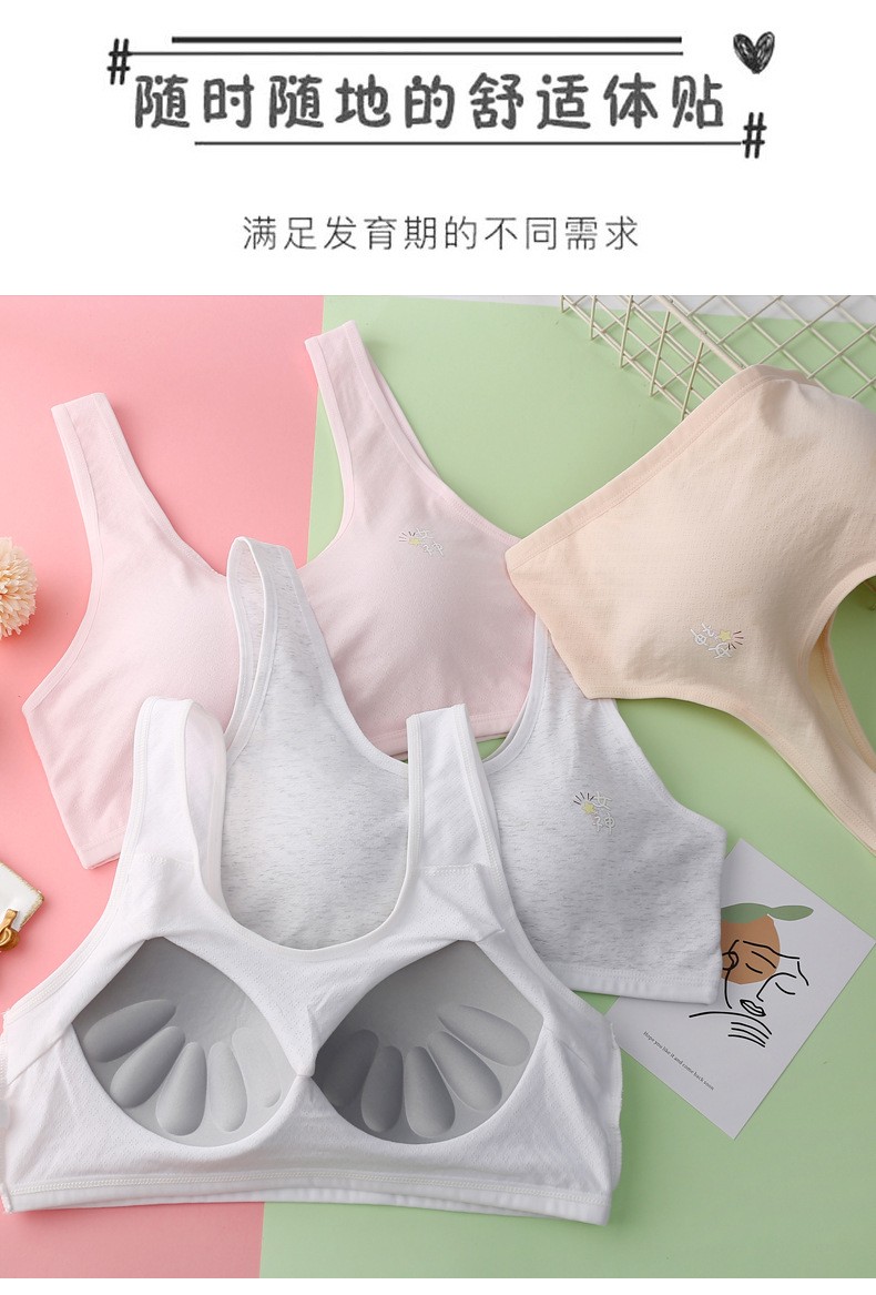 Girls' Development Bra With Breast Pad One-Piece Cup Middle And High School Cotton Breast Wrap Plus Size Top Bra undefined