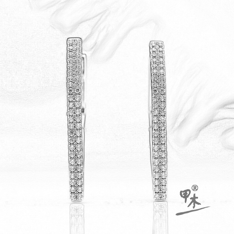 PATAYA585玫瑰金保色电镀跨境直供耳环微镶锆石几何耳环详情图5