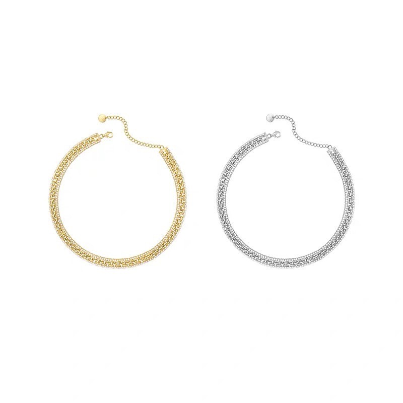 A light luxury diamond-encrusted necklace with a niche design sense for women, a fashionable and individual collarbone chain, and an ins style accessory for women's trendiness detail image 2