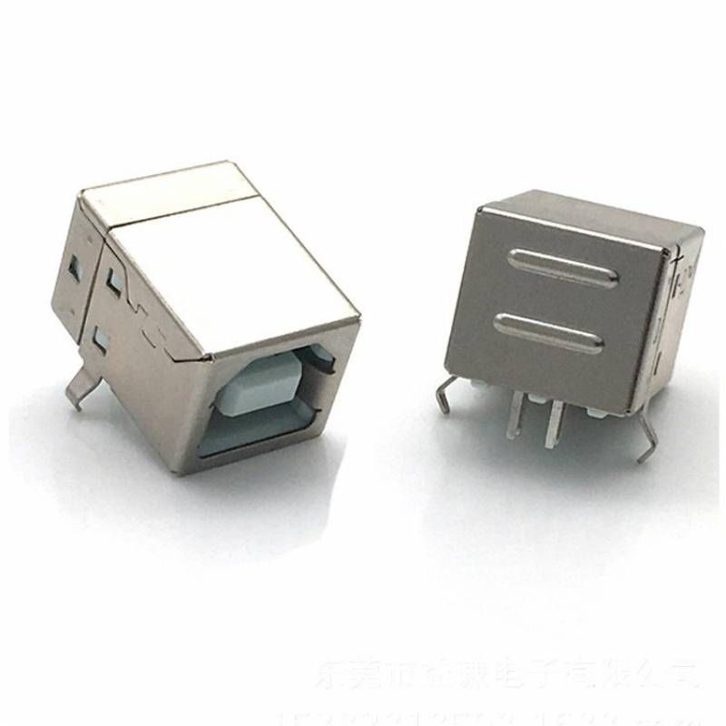 D字型方口打印机USB接口，90度弯针USB-B型USB母座连接器产品图