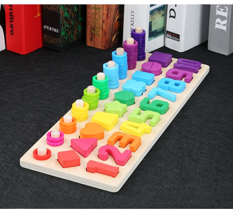 The wooden educational toy with a shaped number and logarithm board is highly entertaining and colorful. It helps cultivate logical thinking ability. The parent-child interactive game exercises hand-eye coordination. Early education and enlightenment toys accompany you to success detail image 16
