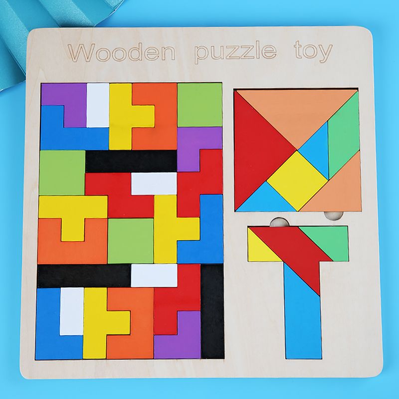 The wooden puzzle three-in-one Tetris is highly entertaining with rich colors. It helps cultivate logical thinking ability, promotes parent-child interaction, and exercises hand-eye coordination. It is an early education and enlightenment toy that accompanies you to success details Picture