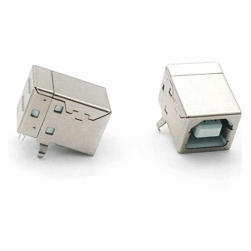 D字型方口打印机USB接口，90度弯针USB-B型USB母座连接器详情图2