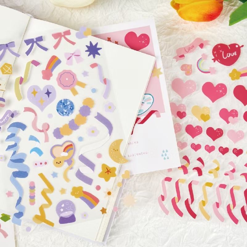 Stationery stickers diy decoration stickers ribbon stickers cartoon bag stickers ins girly heart children decoration