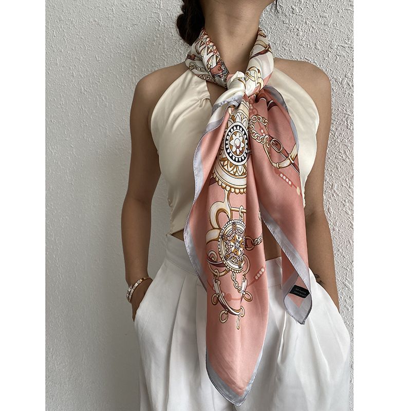 Jane Eyre Silk Scarf Women's Spring/Summer New Satin 90cm large square scarf Korean style versatile professional scarf Printed scarf details Picture