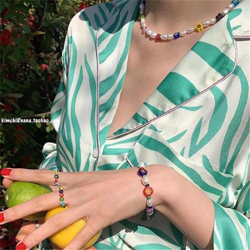 MOBIUSHOP2色韩国设计师品牌20春usite彩色花朵珍珠戒指详情图3