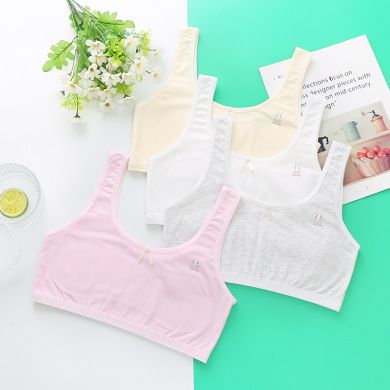 Stepless Fixed Strap Bra Japanese Bow Girly Bra Breathable Back Full Cup Student Wrap
