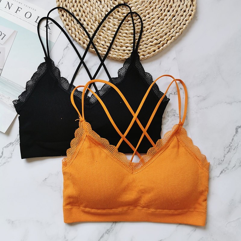 New Seamless Beauty Back Double Cross Lace Vest One Piece Push-Up Seamless Sports Base details Picture