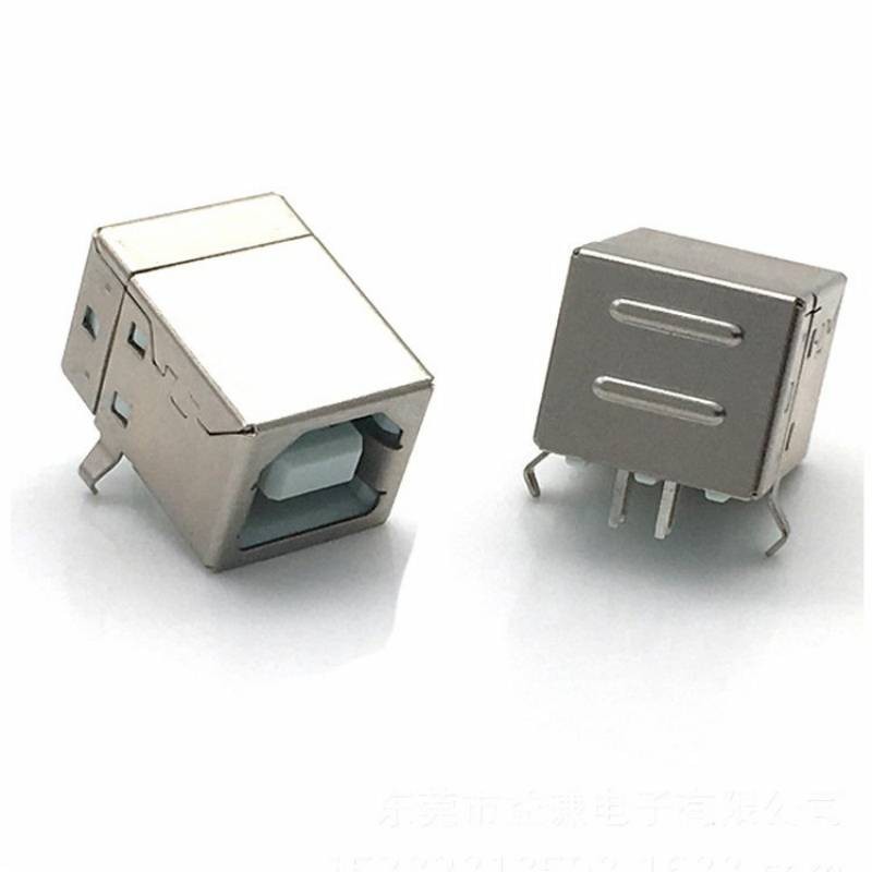 D字型方口打印机USB接口，90度弯针USB-B型USB母座连接器详情图1