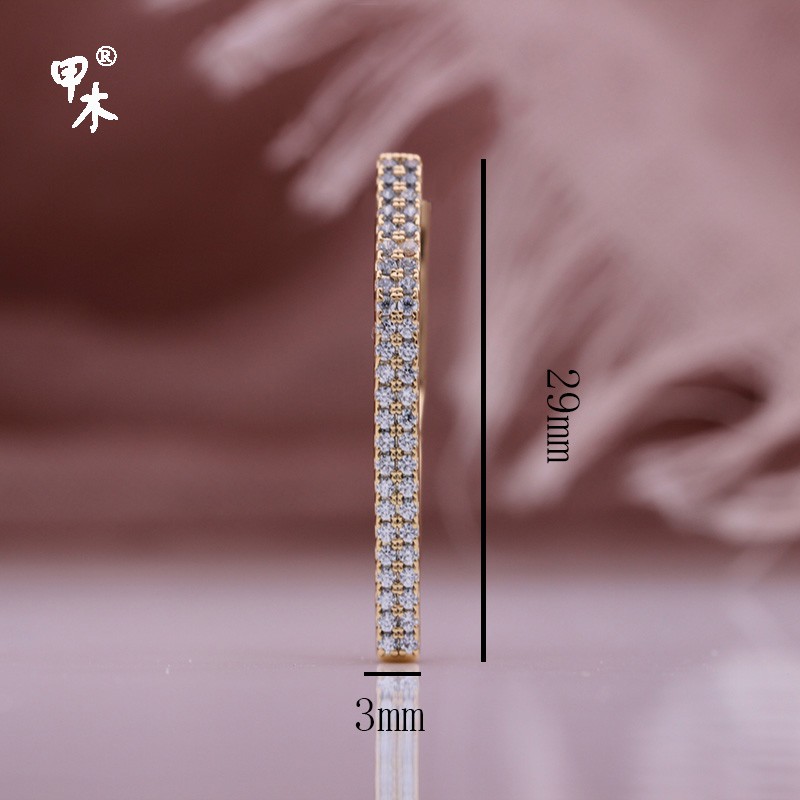 PATAYA585玫瑰金保色电镀跨境直供耳环微镶锆石几何耳环详情图2