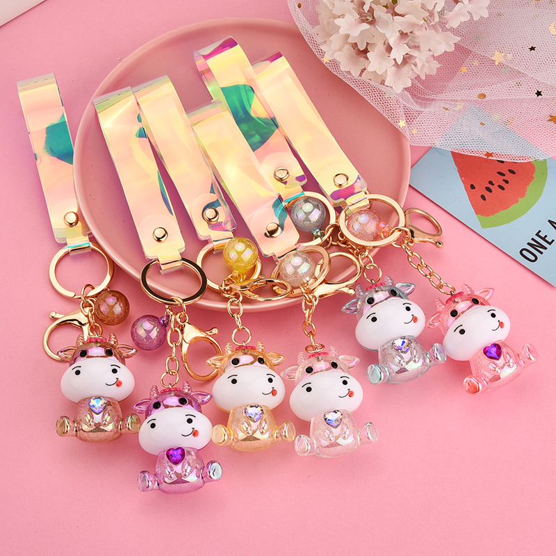 Aizhu jewelry acrylic transparent bubble calf cute jewelry accessory keychain semi-finished product