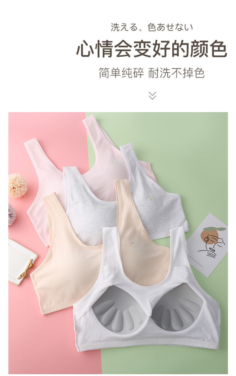 Girls' Development Bra With Breast Pad One-Piece Cup Middle And High School Cotton Breast Wrap Plus Size Top Bra undefined