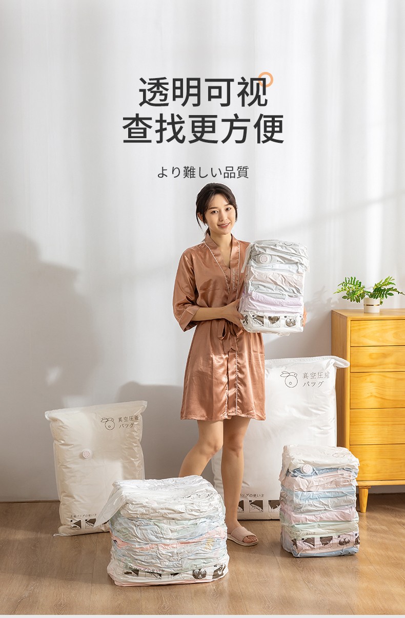 百易特百特兔免抽气被棉被子真空压缩袋行李打包真空收纳袋60*80*32cm详情图12