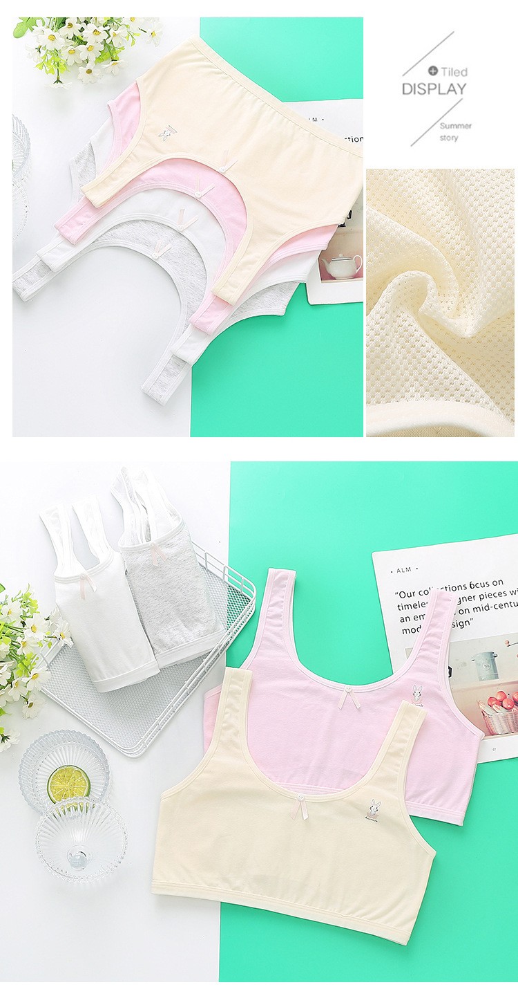Stepless Fixed Strap Bra Japanese Bow Girly Bra Breathable Back Full Cup Student Wrap undefined
