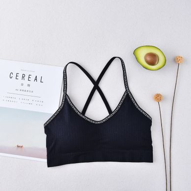 New Seamless English Strap Cross Comfort Beauty Back Stylish Bare Safety Letter Strap No Underwire Sports Bra Application Scenario
