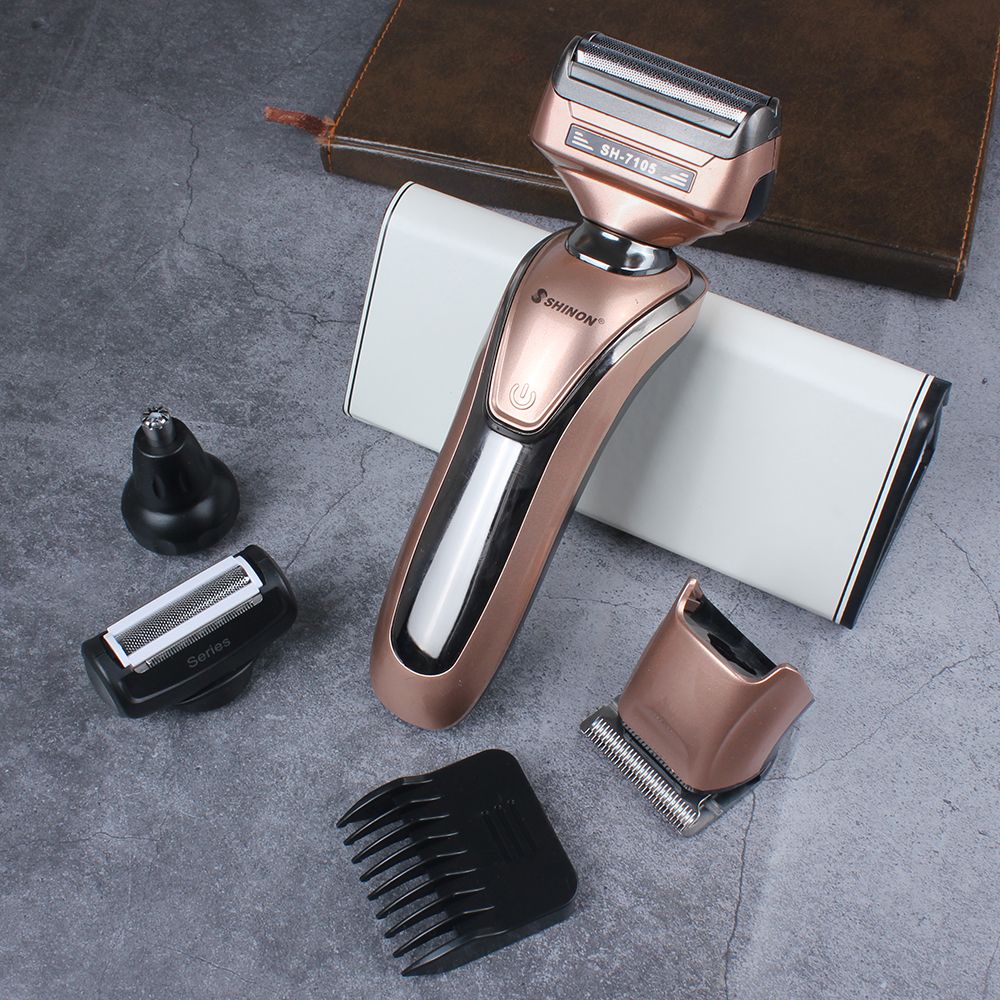 The 7105 reciprocating 4-in-1 multi-functional electric shaver, razor, nose hair razor and rechargeable hair clipper, a bestseller in foreign trade