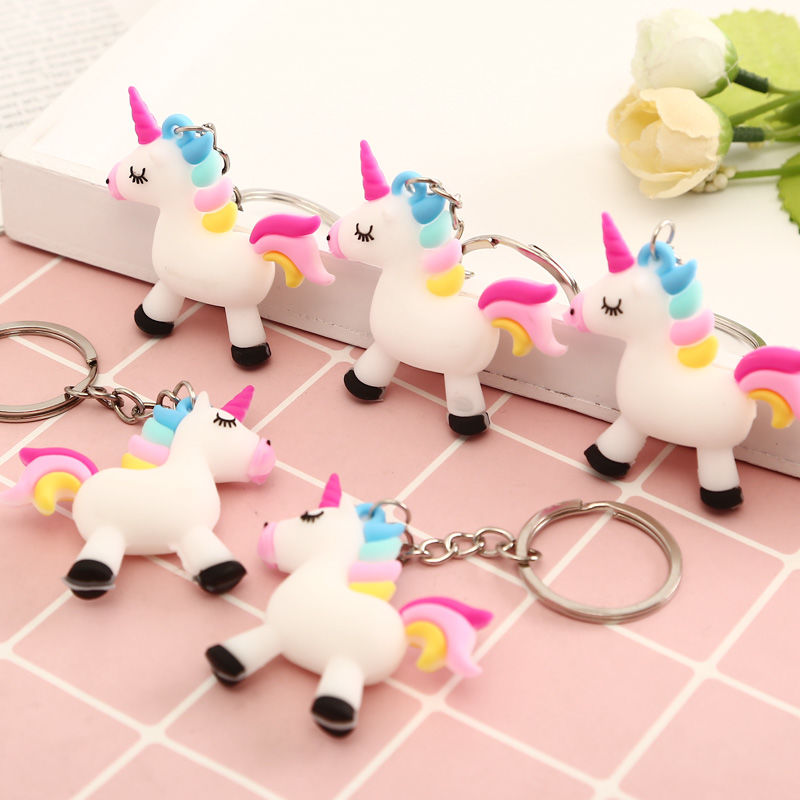 Unicorn stereoscopic silicone keychain series mixed 4