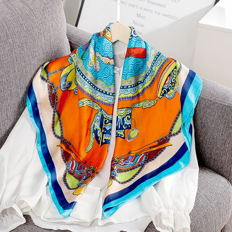 Jane Eyre Silk Scarf Women's Spring/Summer New Satin 90cm large square scarf Korean style versatile professional scarf Printed scarf Specification image
