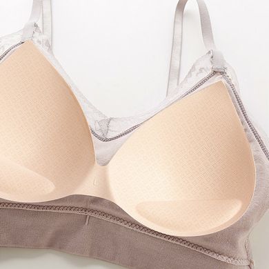 2021 Spring/Summer Latex Back Strap Bra No Underwire Adjustable Cotton Soft Underwear Lace Edge Breast Cushion Wrap Specification drawing