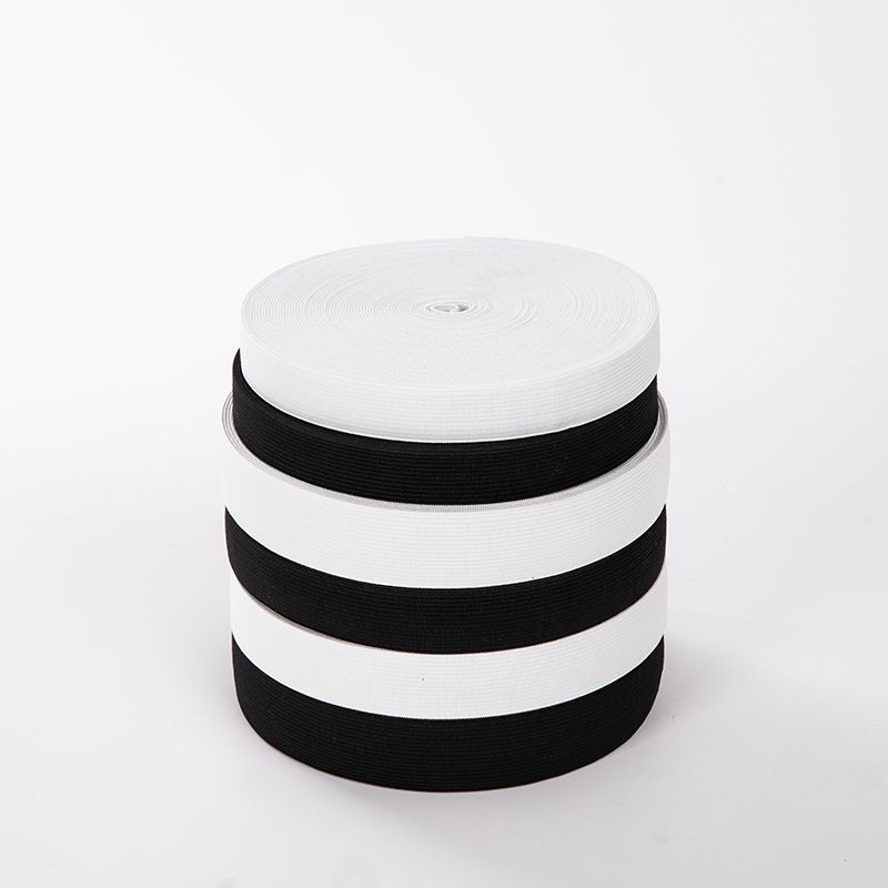 Black And White Crochet Elastic Band Solid Color Flat Wide Elastic Band Knitted Elastic Clothing Waistband Wholesale full figure