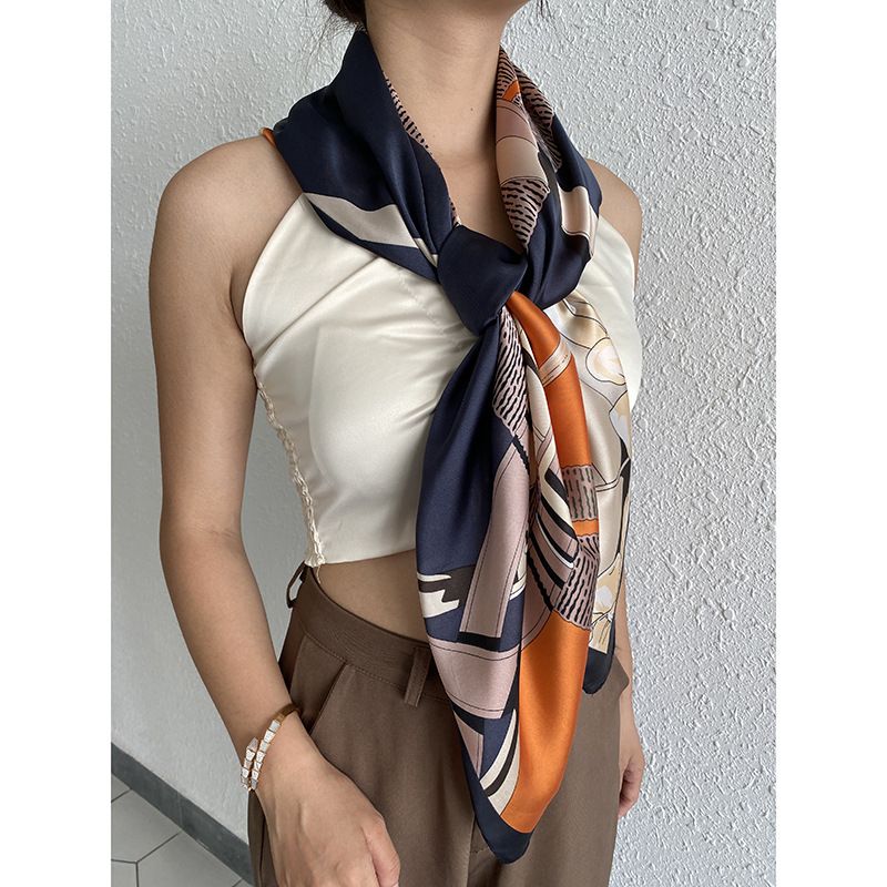 Jane Eyre Silk Scarf Women's Spring/Summer New Satin 90cm large square scarf Korean style versatile professional scarf Printed scarf Application Scenario