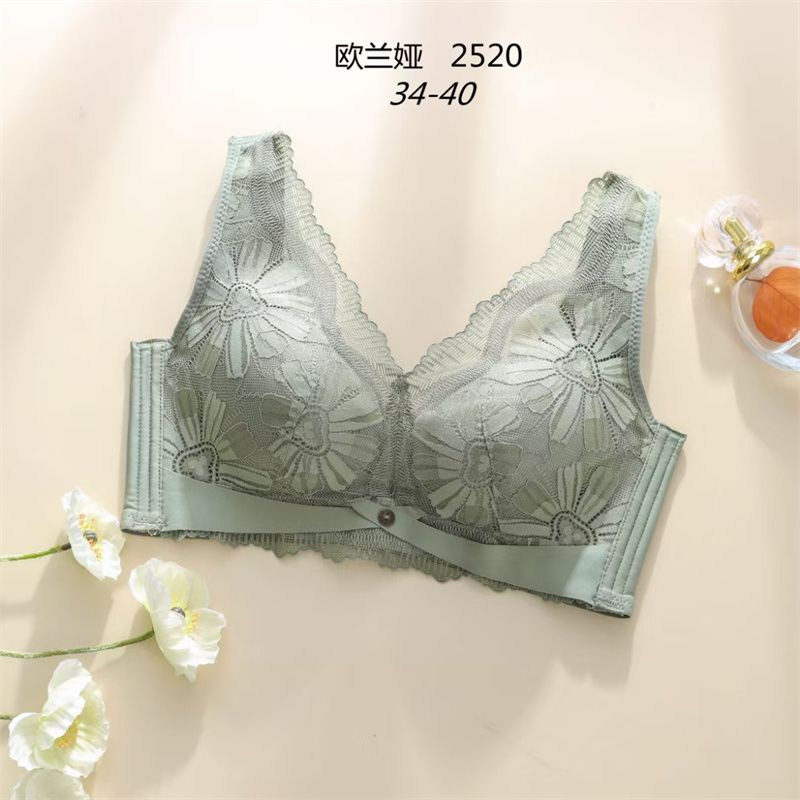 Autumn And Winter New 2520 Fashion Sexy Deep V Lace Mesh Bra Comfortable Cotton Retraction Pair Milk Gathering Adjustment Underwear