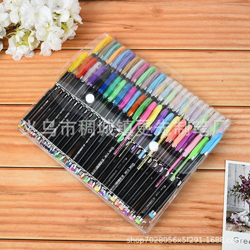 厂家多色彩色中性笔 儿童绘画填色闪光笔 办公学习荧光水粉笔批发