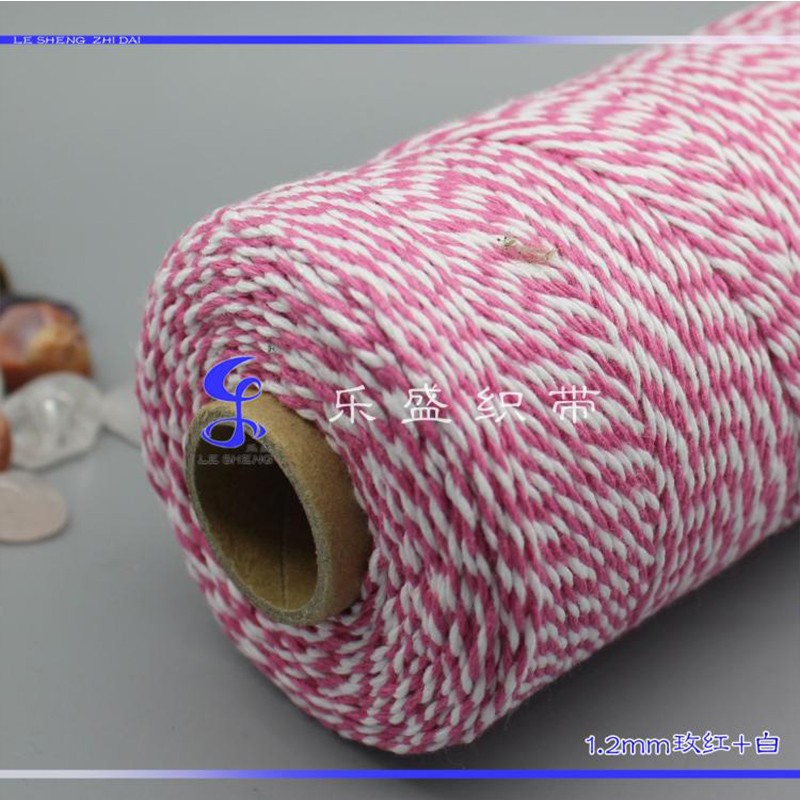 1.2mm二股双色彩色吊牌线捆扎绑工艺装饰手链手工DIY全棉线绳批发详情4