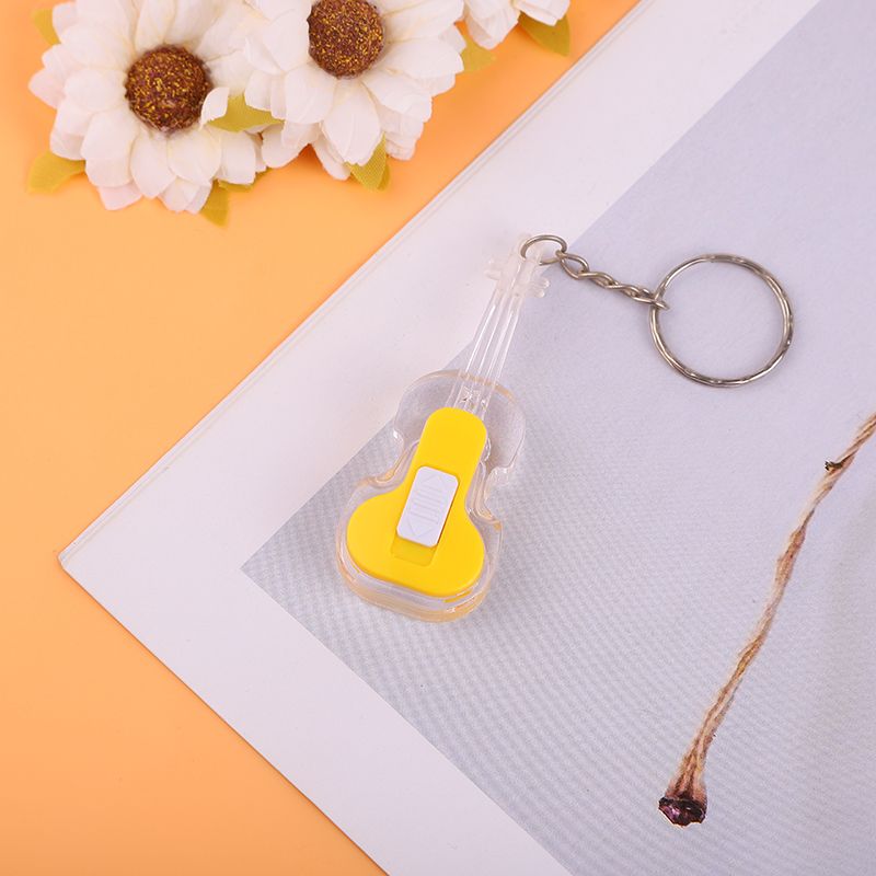 Creative summer new children's plastic toy, glowing violin keychain pendant, up and down switch iron buckle chain details Picture