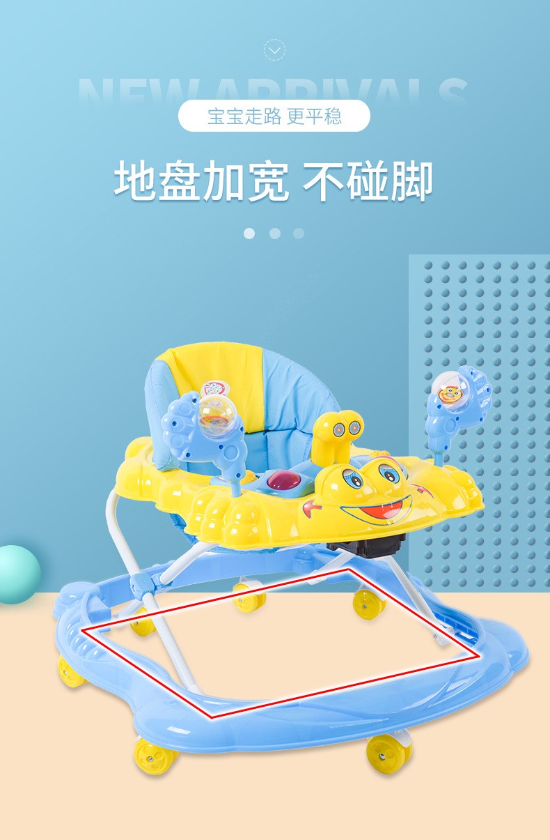 Baby early learning andador hand-push andador para niños con música luz andador anti-o pierna 307 detail image 4
