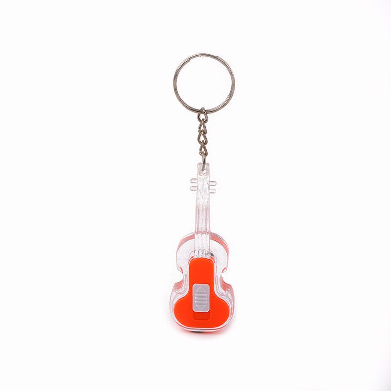 Creative summer new children's plastic toy, glowing violin keychain pendant, up and down switch iron buckle chain Item Picture