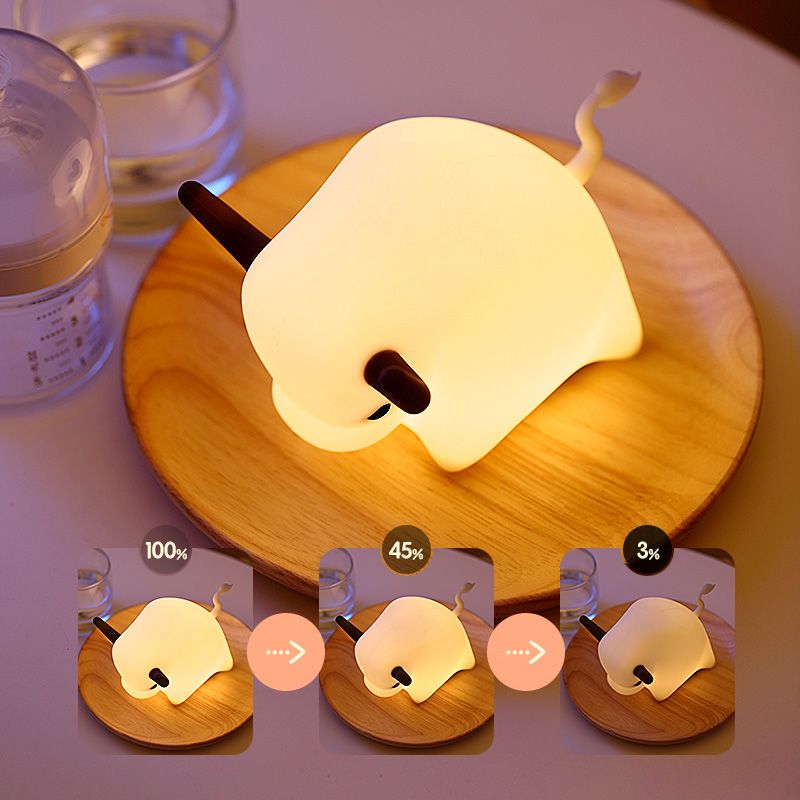 New national trend creative little cow night light, zodiac silicone timed feeding, wake-up and sleep companion, birthday gift led timed dimming light Specification image