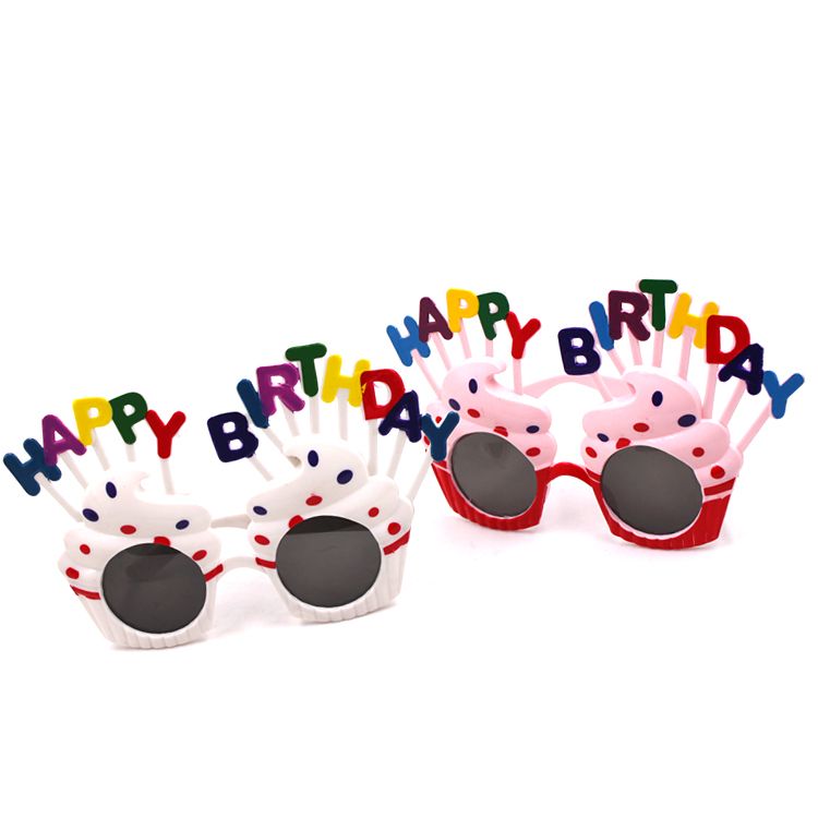 儿童塑料生日快乐眼镜 生日晚会用品 喷漆眼镜