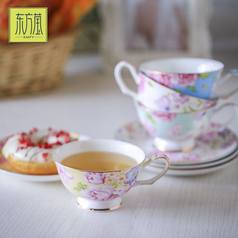 Foreign trade ceramic bone China coffee cups and saucers, high-end gifts from Dongfangying, early summer tea cups, porcelain, ceramic water sets, afternoon tea flower tea cups, black tea, country style, European style detail image 8