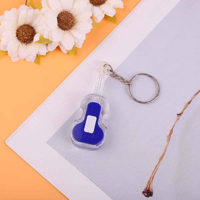 Creative summer new children's plastic toy, glowing violin keychain pendant, up and down switch iron buckle chain Specification image