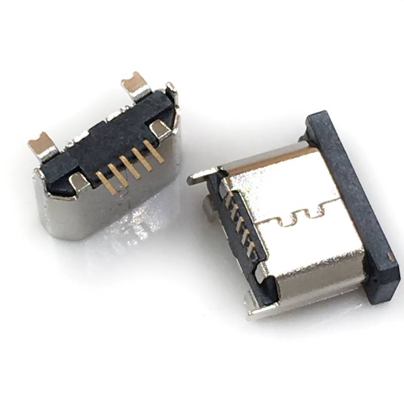 立式贴片MICRO母座5P直边 迈克连接器 180度SMT USB MICRO充电座产品图