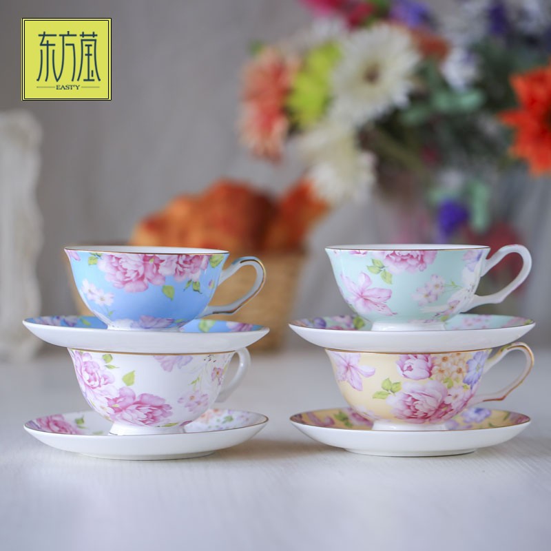 Foreign trade ceramic bone China coffee cups and saucers, high-end gifts from Dongfangying, early summer tea cups, porcelain, ceramic water sets, afternoon tea flower tea cups, black tea, country style, European style detail image 6