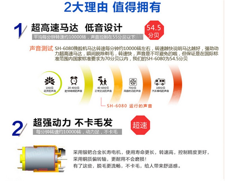 跨境电商热卖 脸部脱毛器 女士专用面部除毛器 电动挽脸机SH-6080详情13