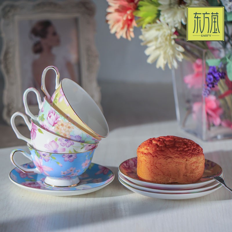 Foreign trade ceramic bone China coffee cups and saucers, high-end gifts from Dongfangying, early summer tea cups, porcelain, ceramic water sets, afternoon tea flower tea cups, black tea, country style, European style detail image 3