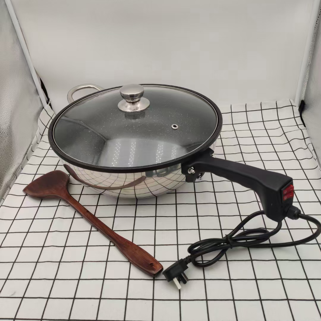 Electric wok 36 cm, natural color, non-stick, double switch