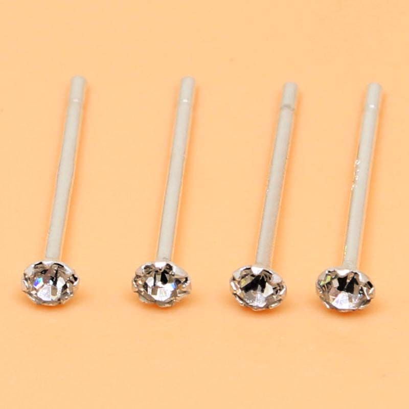 S925 Foot silver rhindiamonds silver ear studs simple fashion mini extra small ear studs nose studs round full package silver ear jewelry gift thumbnail
